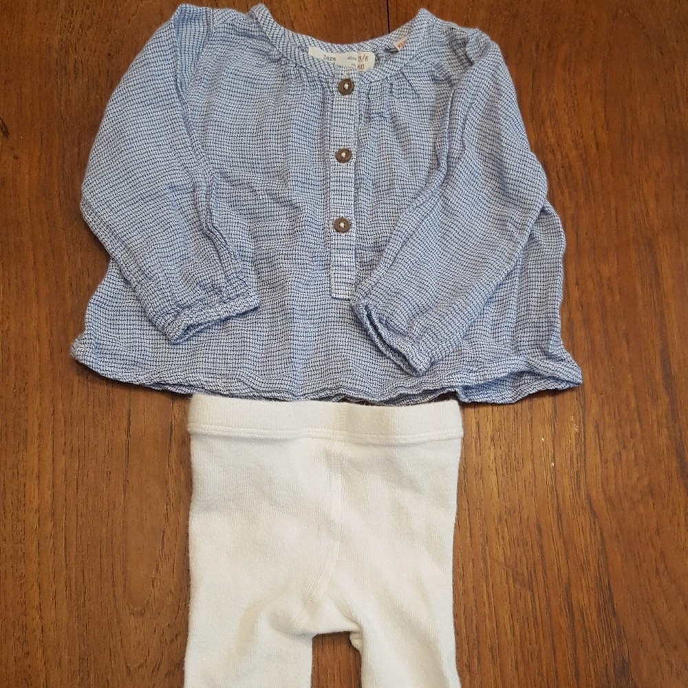 Baby girl Zara blouse. Knit tights